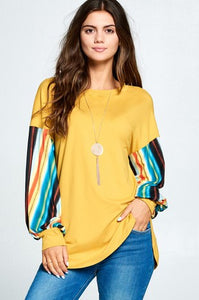 Mustard serape sleeve top